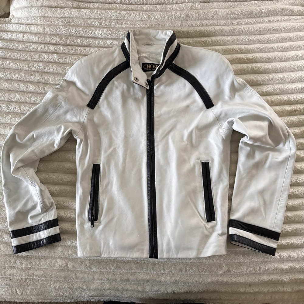 Vintage Chosen Leather Jacket Black And White